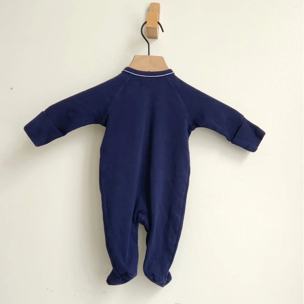 Ralph Lauren Baby Footie Jumpsuit 3Months Navy Pony Logo Snap Buttons One Piece